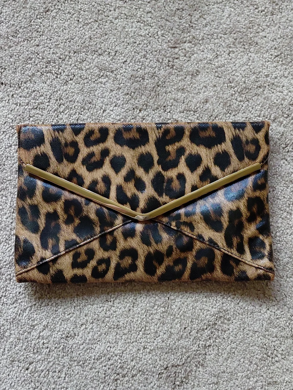 Leopard Print Envelope Clutch - Animal Print Brown Fashion Bag